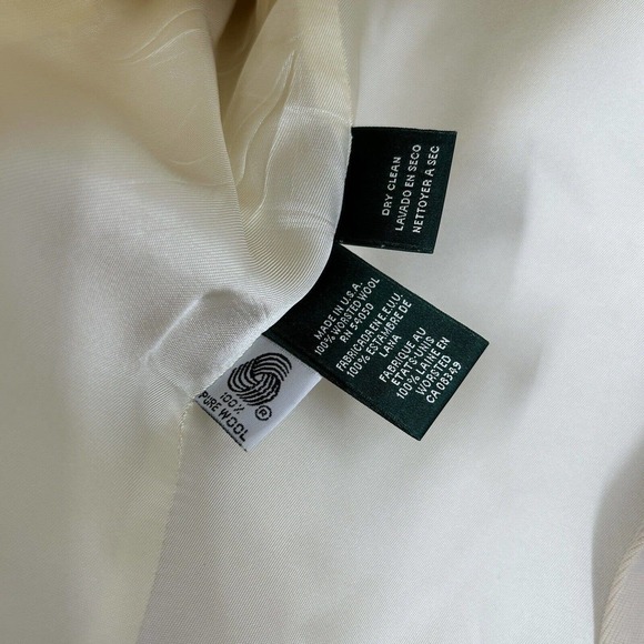 Ralph Lauren Vintage Ivory Double Breasted Blazer Wool Notch Collar Size 6 Cream - Picture 8 of 8